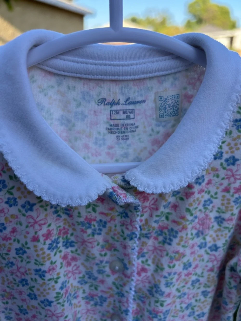 Ralph Lauren White Pink Floral Girls' One-Piece Footie
